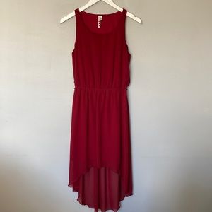 Red high low dress